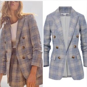 Veronica Beard Blue Plaid Beacon Dickey Jacket Blazer